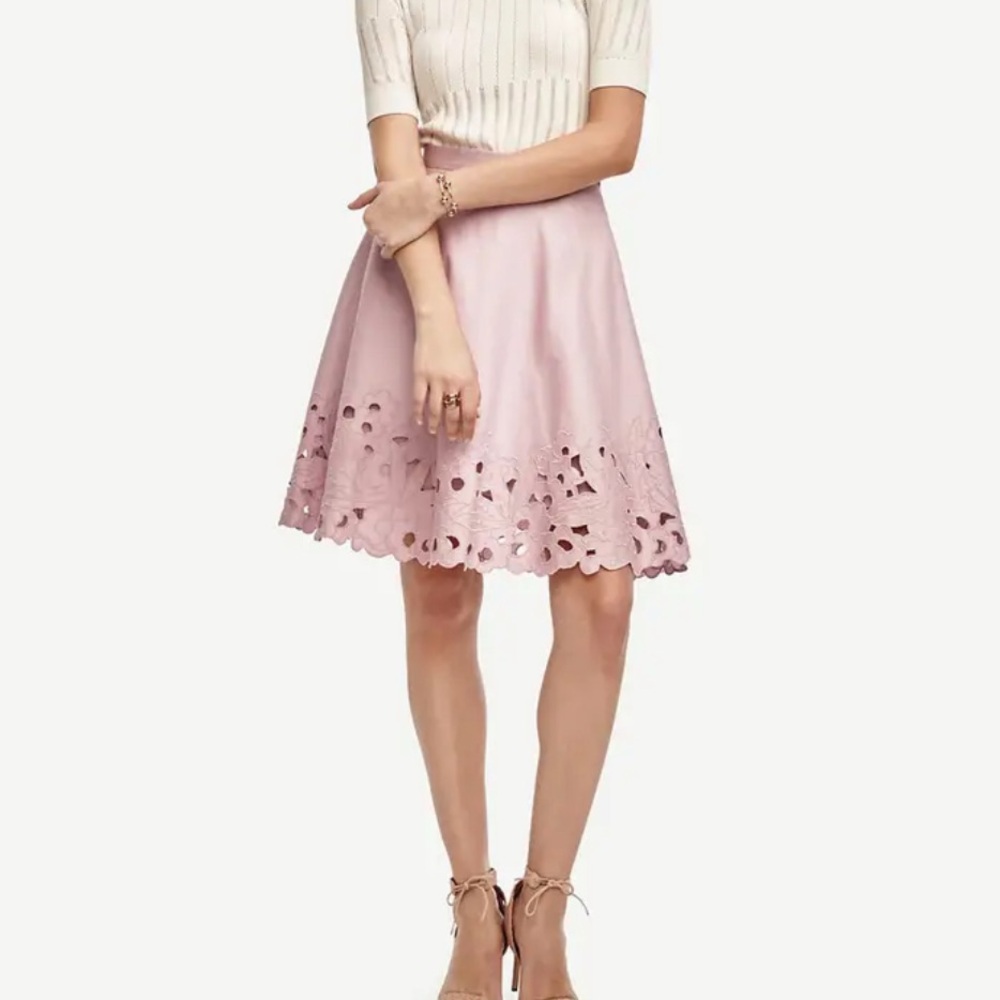 Ann Taylor Light Pink Flowery Skirt